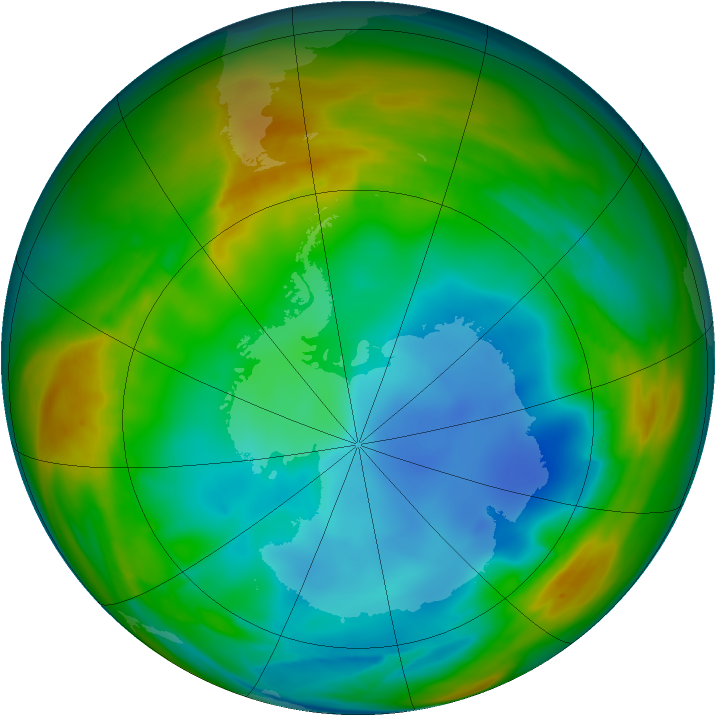 Antarctic ozone map for 21 July 2007